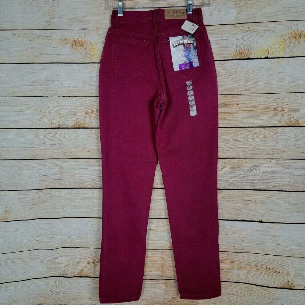Vintage Lee Riders Jeans Girls Size 16 Slim Easy Fit‎ Rose Red Tapered Leg Mom